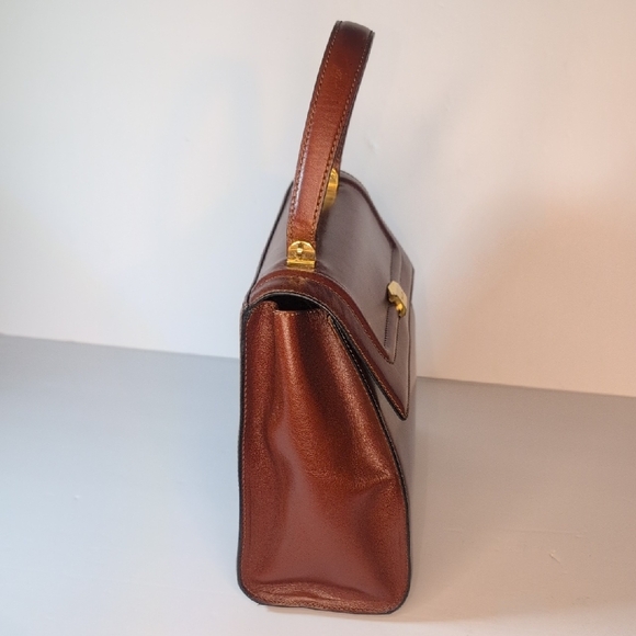 Bally Vintage Chestnut Brown Leather Top-Handle Satchel 1970's - Picture 3 of 14